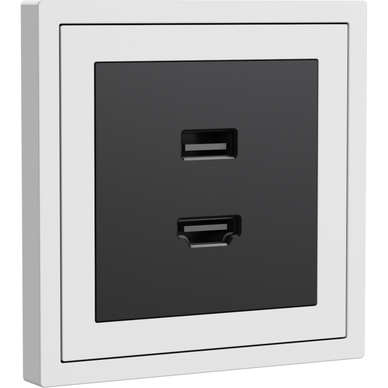 Xelent Series HDMI and USB Wall Outlet - Ivory White