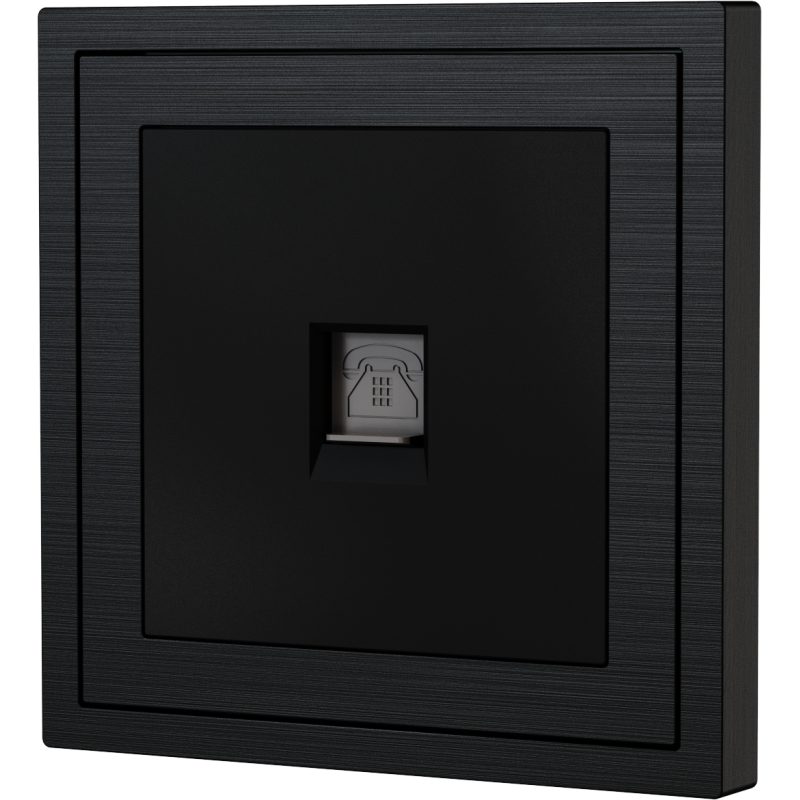 Xelent Series 1 Port Telephone Wall Jack Brushed Aluminium - Black