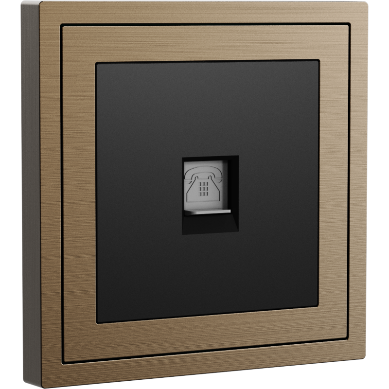 Xelent Series 1 Port Telephone Wall Jack Brushed Aluminium - Brass