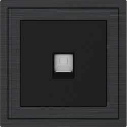 Xelent Series 1 Port Ethernet Wall Jack Brushed Aluminium - Black