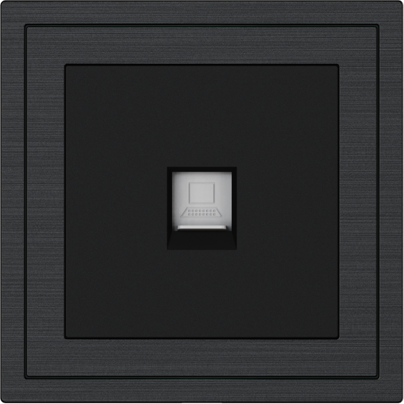 Xelent Series 1 Port Ethernet Wall Jack Brushed Aluminium - Black