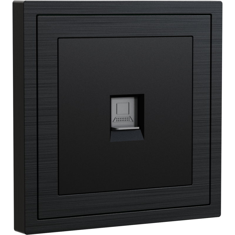 Xelent Series 1 Port Ethernet Wall Jack Brushed Aluminium - Black