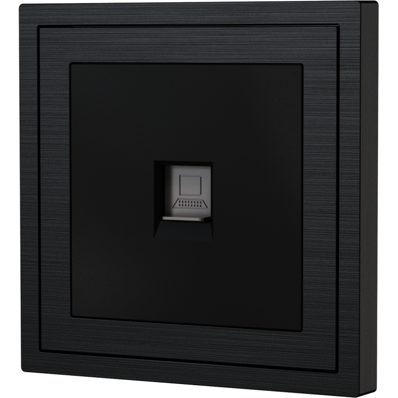 Xelent Series 1 Port Ethernet Wall Jack Brushed Aluminium - Black