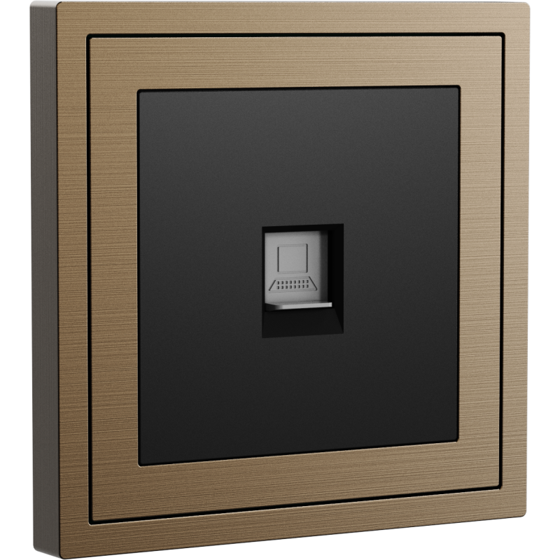 Xelent Series 1 Port Ethernet Wall Jack Brushed Aluminium - Brass