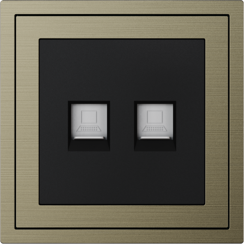 Xelent Series 2 Ports Ethernet Wall Jack Brushed Aluminium - Antique Bronze