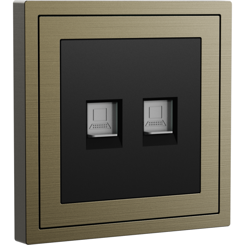 Xelent Series 2 Ports Ethernet Wall Jack Brushed Aluminium - Antique Bronze