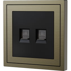 Xelent Series 2 Ports Ethernet Wall Jack Brushed Aluminium - Antique Bronze