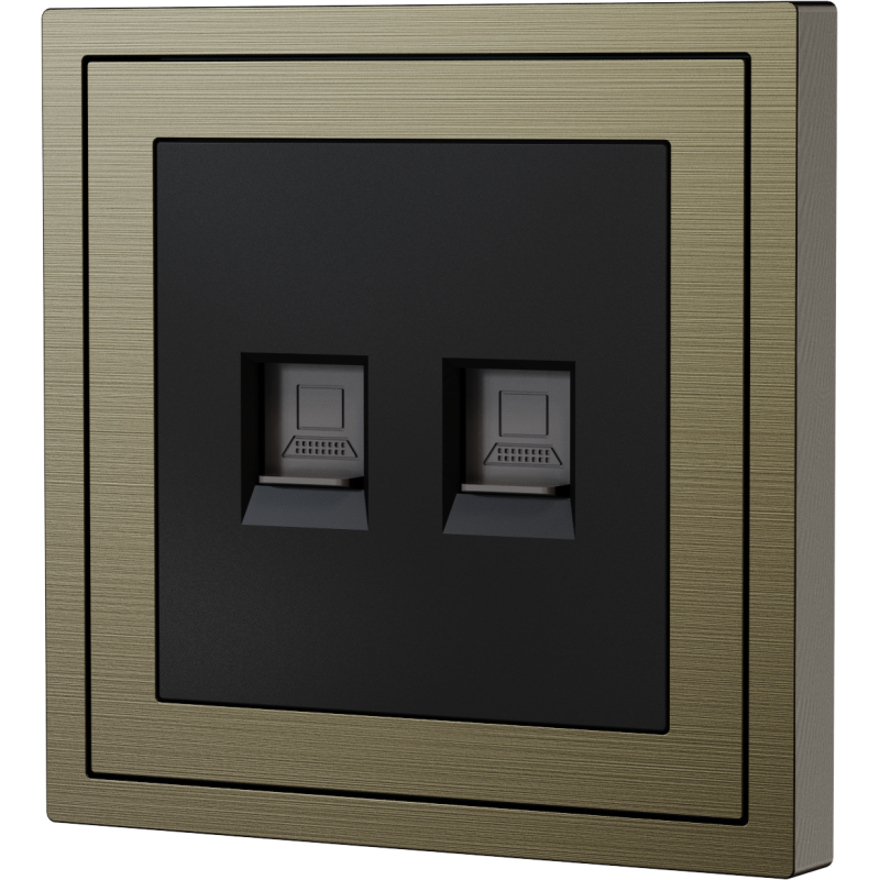 Xelent Series 2 Ports Ethernet Wall Jack Brushed Aluminium - Antique Bronze