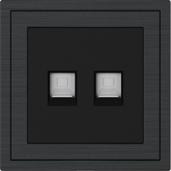Xelent Series 2 Ports Ethernet Wall Jack Brushed Aluminium - Black