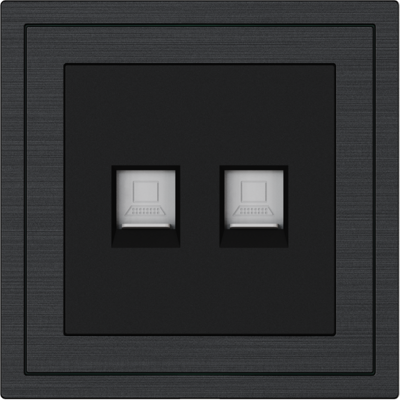Xelent Series 2 Ports Ethernet Wall Jack Brushed Aluminium - Black