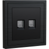 Xelent Series 2 Ports Ethernet Wall Jack Brushed Aluminium - Black