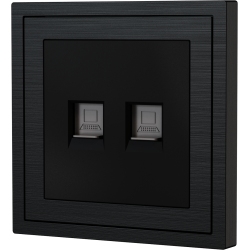Xelent Series 2 Ports Ethernet Wall Jack Brushed Aluminium - Black