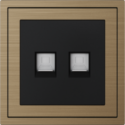 Xelent Series 2 Ports Ethernet Wall Jack Brushed Aluminium - Brass