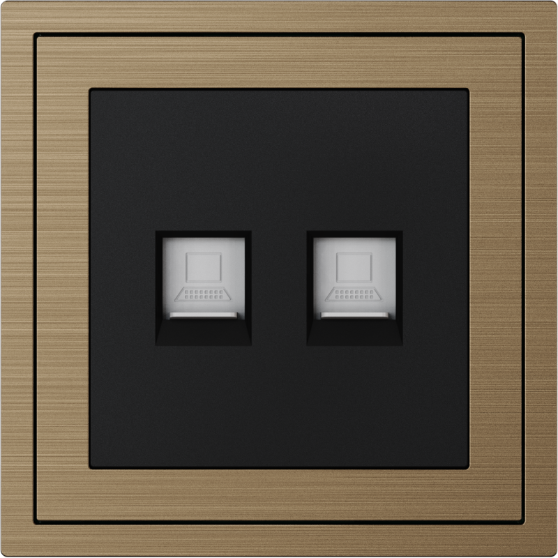 Xelent Series 2 Ports Ethernet Wall Jack Brushed Aluminium - Brass