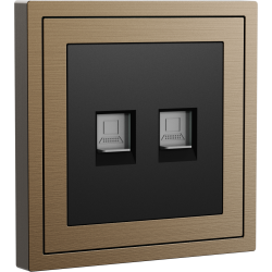 Xelent Series 2 Ports Ethernet Wall Jack Brushed Aluminium - Brass