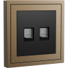 Xelent Series 2 Ports Ethernet Wall Jack Brushed Aluminium - Brass