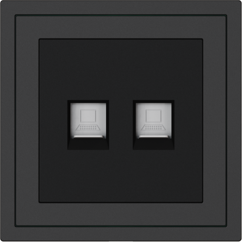 Xelent Series 2 Ports Ethernet Wall Jack - Charcoal Gray