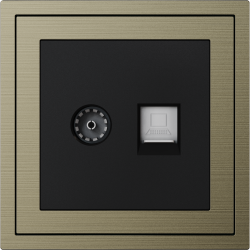 Xelent Series TV and Ethernet Wall Jack Brushed Aluminium - Antique Bronze
