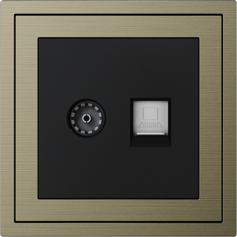 Xelent Series TV and Ethernet Wall Jack Brushed Aluminium - Antique Bronze