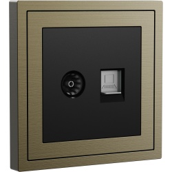 Xelent Series TV and Ethernet Wall Jack Brushed Aluminium - Antique Bronze