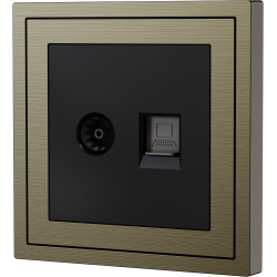 Xelent Series TV and Ethernet Wall Jack Brushed Aluminium - Antique Bronze