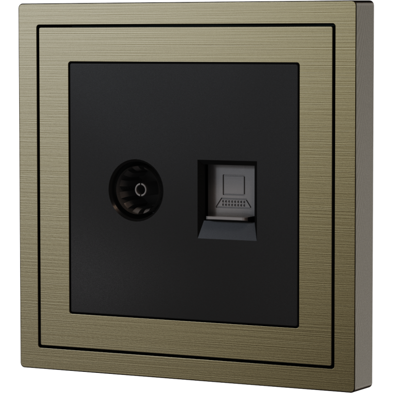Xelent Series TV and Ethernet Wall Jack Brushed Aluminium - Antique Bronze