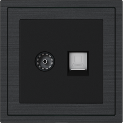 Xelent Series TV and Ethernet Wall Jack Brushed Aluminium - Black