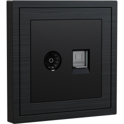 Xelent Series TV and Ethernet Wall Jack Brushed Aluminium - Black