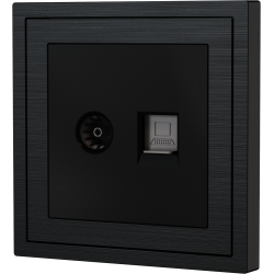 Xelent Series TV and Ethernet Wall Jack Brushed Aluminium - Black