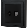 Xelent Series TV and Ethernet Wall Jack Brushed Aluminium - Black