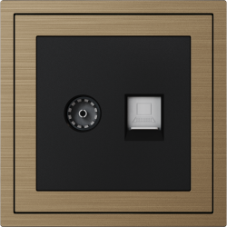Xelent Series TV and Ethernet Wall Jack Brushed Aluminium - Brass
