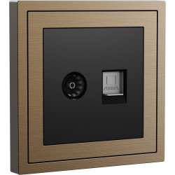 Xelent Series TV and Ethernet Wall Jack Brushed Aluminium - Brass