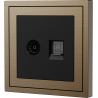 Xelent Series TV and Ethernet Wall Jack Brushed Aluminium - Brass
