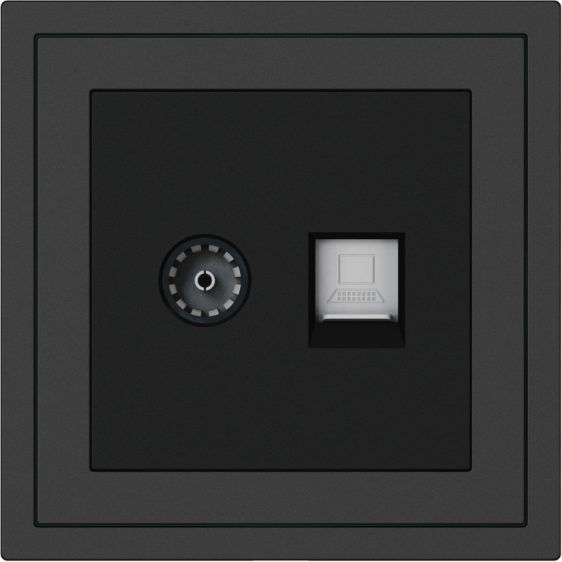 Xelent Series TV and Ethernet Wall Jack - Charcoal Gray