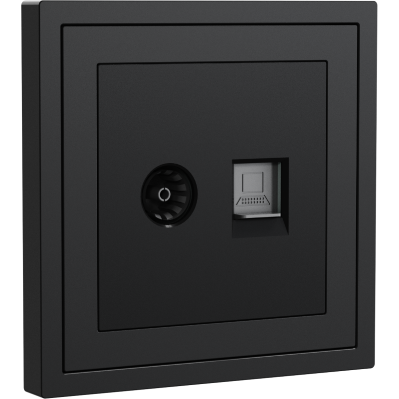 Xelent Series TV and Ethernet Wall Jack - Charcoal Gray