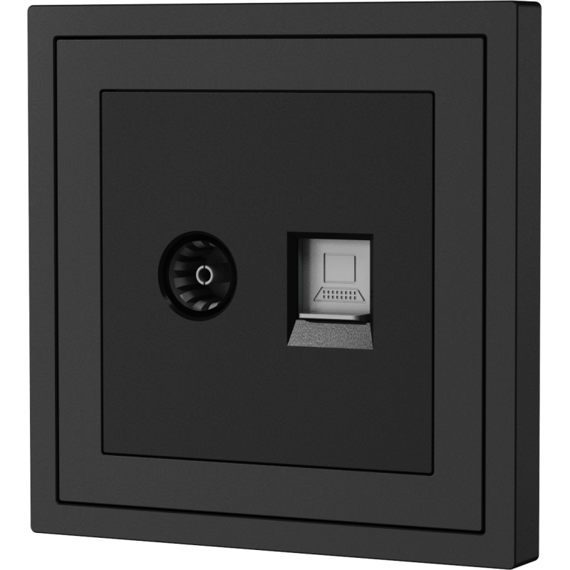 Xelent Series TV and Ethernet Wall Jack - Charcoal Gray