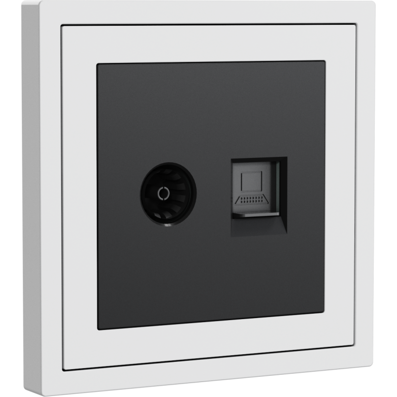 Xelent Series TV and Ethernet Wall Jack - Ivory White