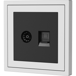 Xelent Series TV and Ethernet Wall Jack - Ivory White