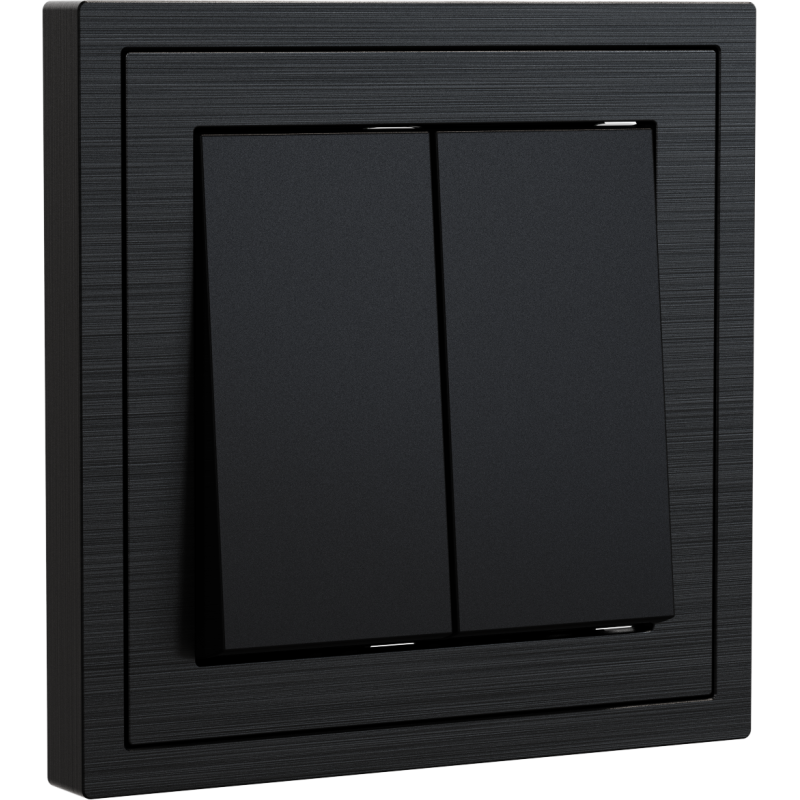 Xelent Series 2 Button Rocker Switch Brushed Aluminium - Black