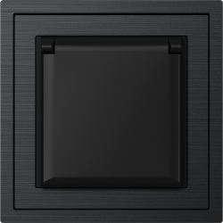 Xelent Series Waterproof EU Power Socket Brushed Aluminium - Black