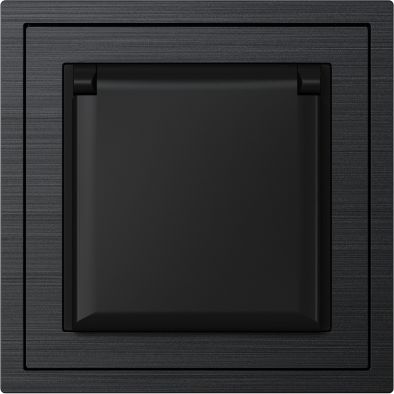 Xelent Series Waterproof EU Power Socket Brushed Aluminium - Black