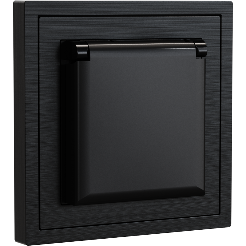 Xelent Series Waterproof EU Power Socket Brushed Aluminium - Black