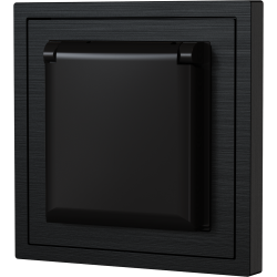 Xelent Series Waterproof EU Power Socket Brushed Aluminium - Black