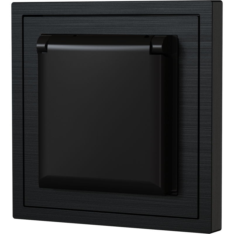 Xelent Series Waterproof EU Power Socket Brushed Aluminium - Black