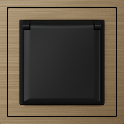 Xelent Series Waterproof EU Power Socket Brushed Aluminium - Brass