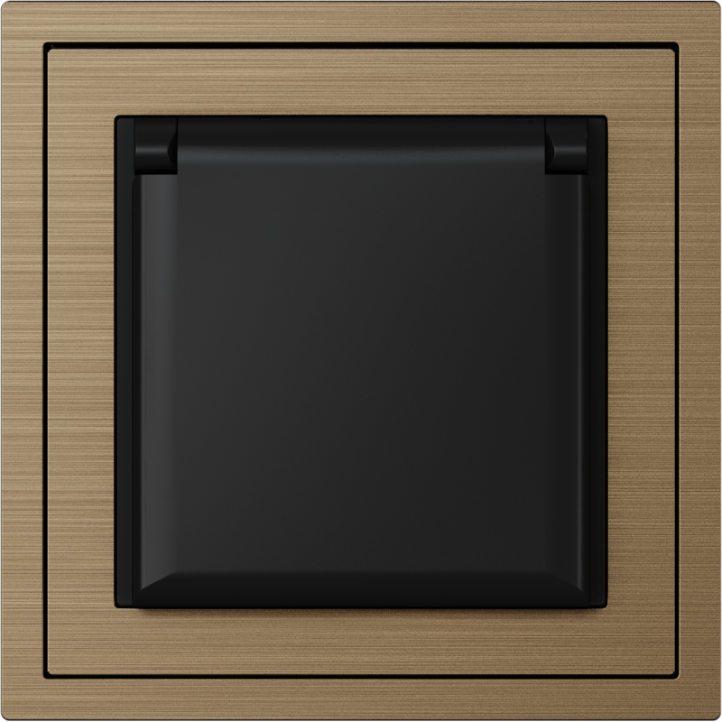 Xelent Series Waterproof EU Power Socket Brushed Aluminium - Brass