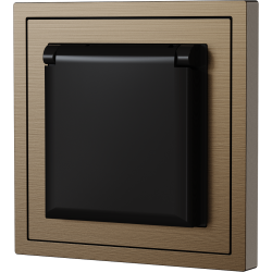 Xelent Series Waterproof EU Power Socket Brushed Aluminium - Brass