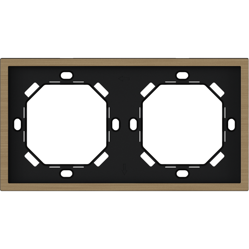 Xelent Series 2 Gang Panel Frame Brushed Aluminium - Brass