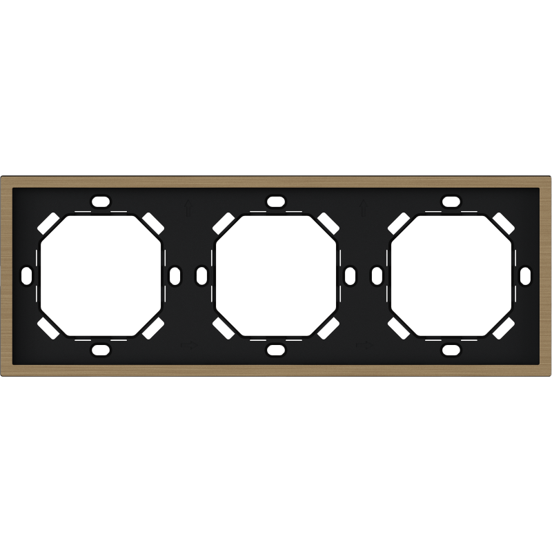 Xelent Series 3 Gang Panel Frame Brushed Aluminium - Brass