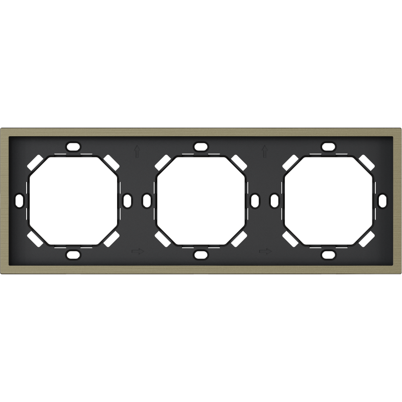 Xelent Series 3 Gang Panel Frame Brushed Aluminium - Antique Bronze